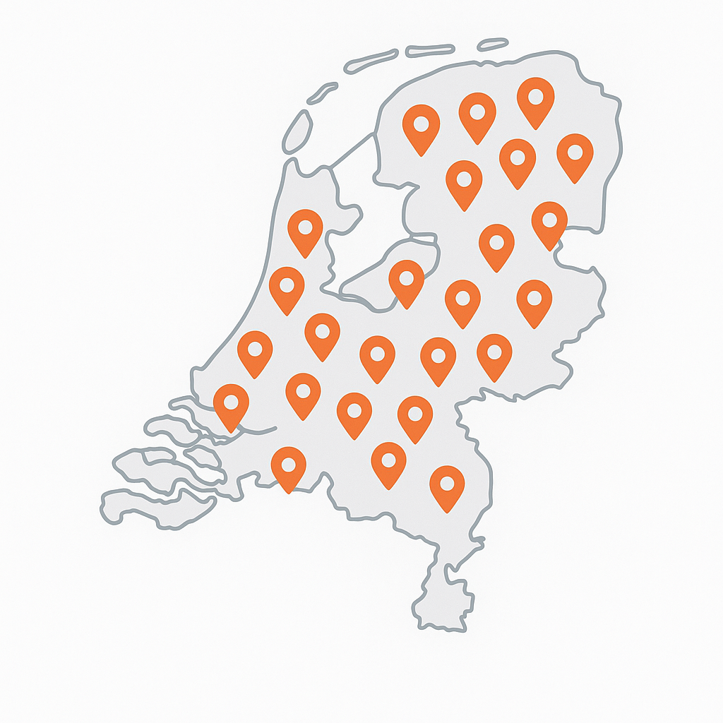 Kaart van Nederland met runclubs hardlopen